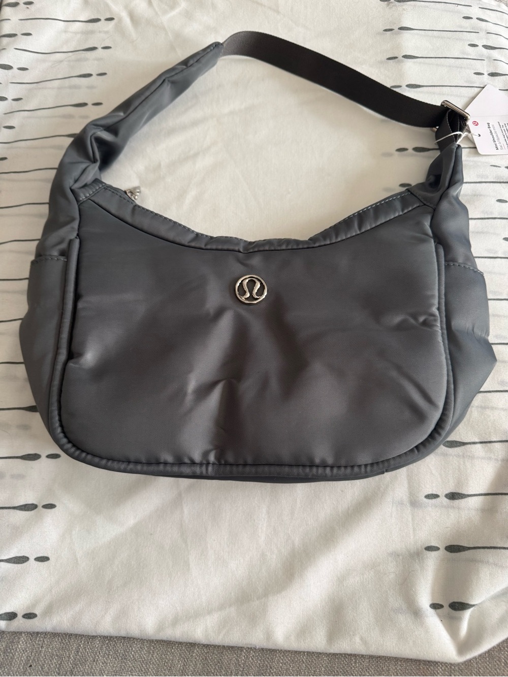 lululemon athletica Gray Padded Shoulder Bag with Metal Logo
